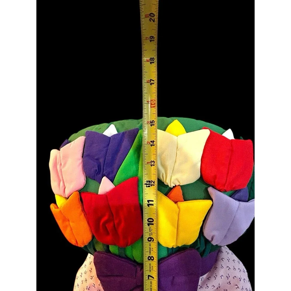 Vtg Bouquet Of Spring Tulips Plush Wall Decoration Or Pillow Cotton Colorful
